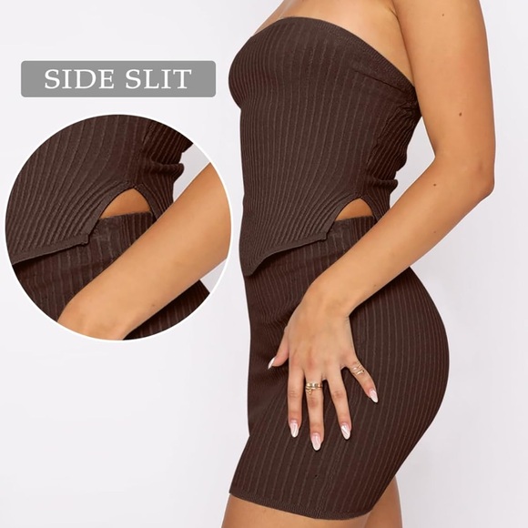 Womens Skirt Set Summer Two Piece Outfits Going Out Strapless - stretchy! - Picture 3 of 3